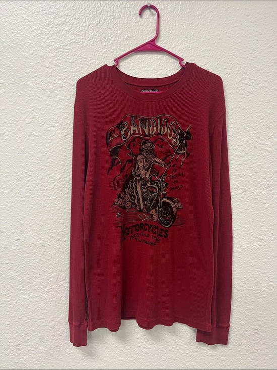 Lucky Brand Other - Lucky Brand “Banditos Motorcycles” Long Sleeve Thermal Knit Crewneck Shirt
#1053